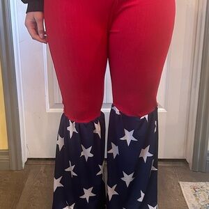 God Bless America! Red and Blue Star Flare Pants